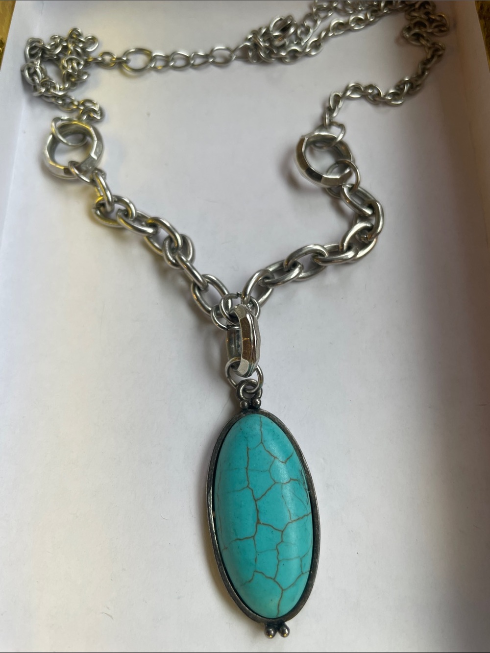 Turquoise Oval Pendant Necklace - Women Jewelry